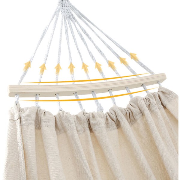 Förstärkt Anti-Kullager Utomhushängmatta för Hem Sovsal Sommarcamping, Beige Dubbel 190 x 150 cm/74.8 x 59.1 tum