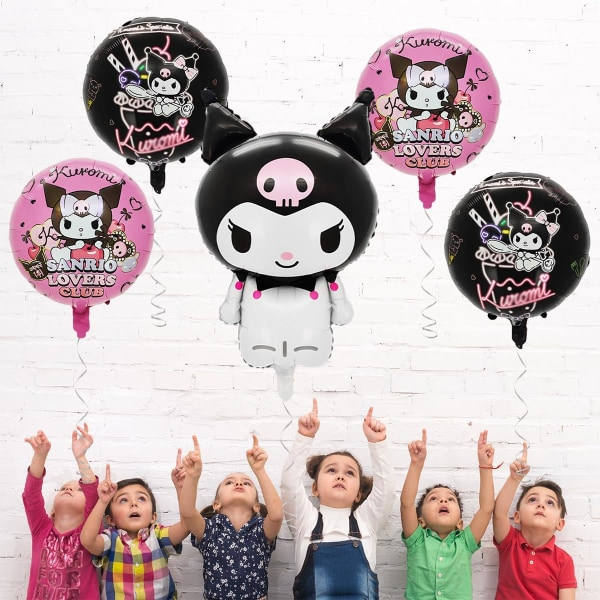 IC 5 st aluminiumfolieballonger för Kuromi, söta anime Kuromi festdekorationer