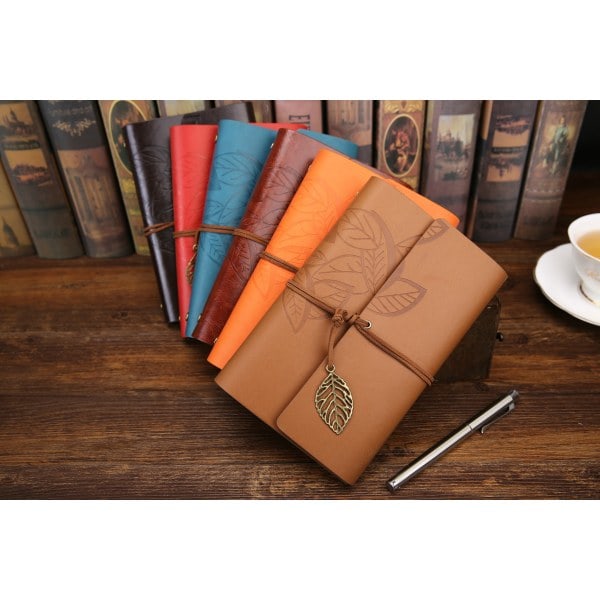 IC Dagbok / Anteckningsbok 14 cm - Retro Läder Orange