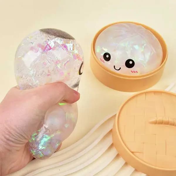 Dumpling Stressbold Blød Fluffy TPR Klemmelegetøj til Børn og Voksne Angstdæmpning med Damperpulver powder