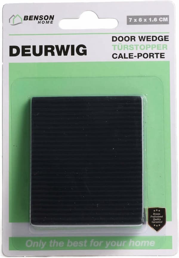 Benson Dørstopper - 6x - sort - trekant - gummi - 7 x 6 x 1,6 cm - dørkile