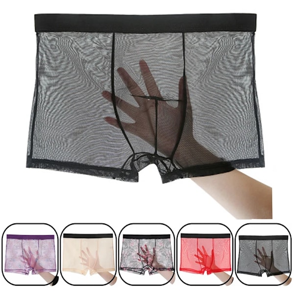 Herreundertøy Menn Ultra-tynne Transparente Boxer Shorts Menn Mesh Truser Homme Truser Boxer Komfortable Herreundertøy AB200 AB200 XXL