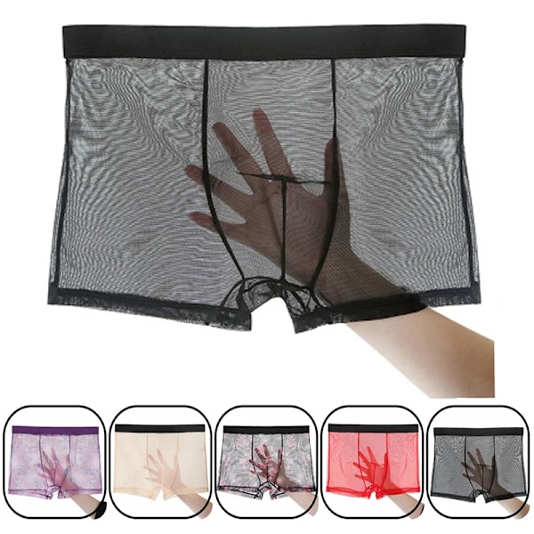 Män Herrunderkläder Ultratunna Transparenta Boxer Shorts Man Mesh Kalsonger Homme Underkläder Boxer Shorts Bekväma Herrunderkläder AB199 AB199 XXL