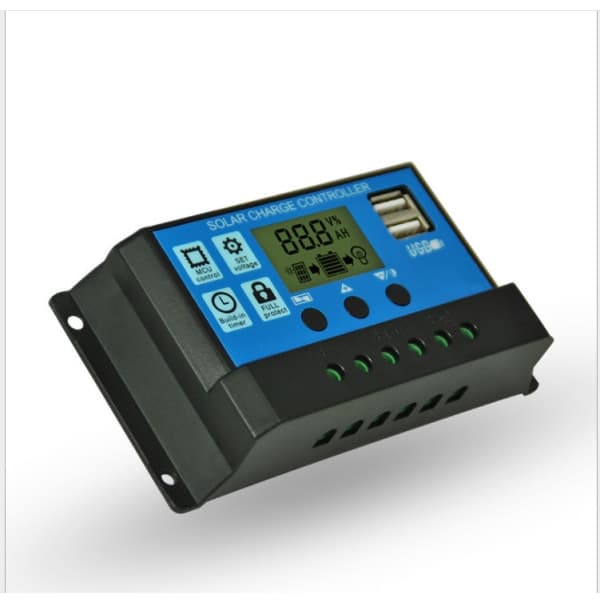 IC Laddningsregulator för Solpaneler, 12V/24V, 30A, LCD-skärm, Dubbla USB-portar