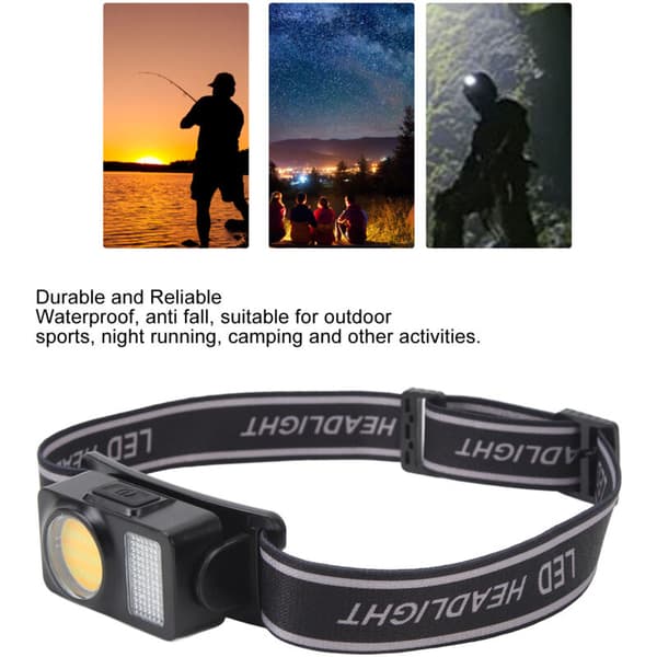 Hodelykt COB LED Høy Lysstyrke Justerbar Vinkel Hodelykt for Camping Løping Sykling Fiske, DUBUNS