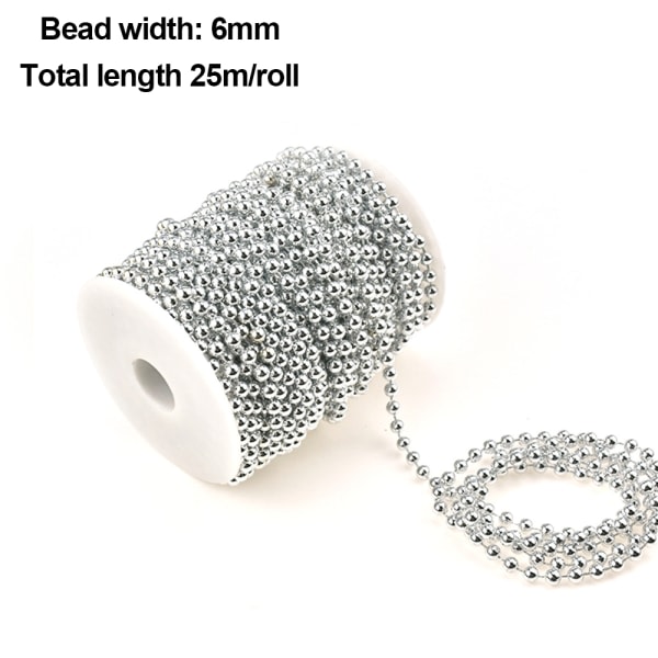 IC Craft String Perler, Faux Pearl Garland Spool Roll Strand sølv