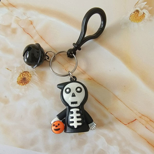 IC Ny Halloween Spøgelses Nøglering e Tegneserie Legetøj Vedhæng Taske Nøglering Sort 6 stk