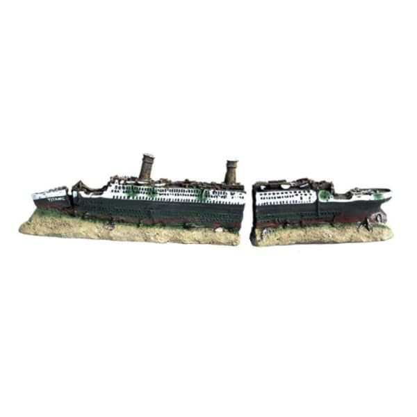 Akvariedekorasjon Synkende Titanic-modell Skipsvrakpynt N Grønn OneSize