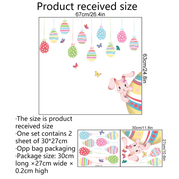 IC NOE Påskegg Kanin Vinduesklistremer Statisk Klistremer