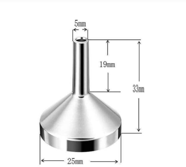 10-pak mini-tragte i metal til påfyldning af små flasker, parfumeforstøvere og væsker, holdbart aluminium, 1 tomme åbning, sølv