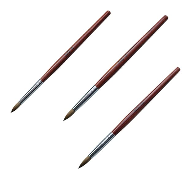 IC 3-pack Nagelborste Set, Kolinsky Akryl Nagelborstar för Akryl
