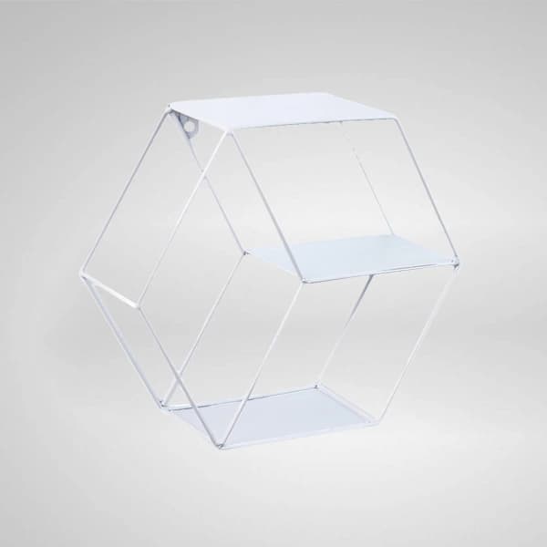 Creative Nordic Style Hexagon Storage Shelf Wrought Iron Double Layer Wall Shelf 1x 1x