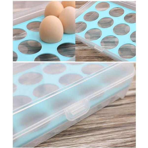 IC Ägglåda White Grid Plast Ägghållare Kylskåp med lock för camping Picknick Kök Matförvaring Burk Äggbehållare 30st