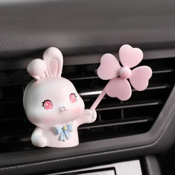 IC Söta bil luftventil Clips, Charm Car Inter Dekorationer Luftfräschare Clip Dofter Diffuser (Vit Kanin)