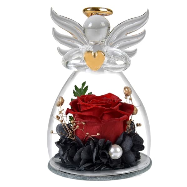 IC Angel Evig Blomst Rose Cover Feriegave Rosarød