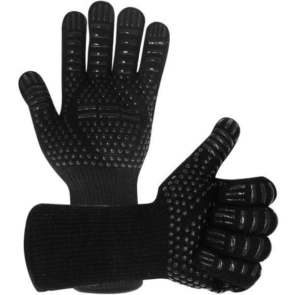 IC Värmeisoleringshandskar Halkfri silikon BBQ-handskar Anti-skållningshandskar for mikrovågsugn (svart * One Size)