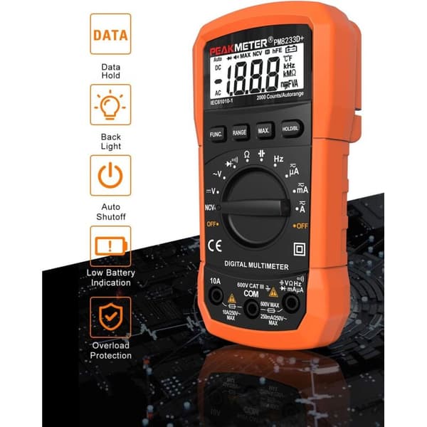 Auto-Ranging Digital Multimeter med AC/DC Spændings Amp-Ohm Tester, Resistens Kontinuitet Kapacitans Frekvens Diode Tests, Data Hold NCV