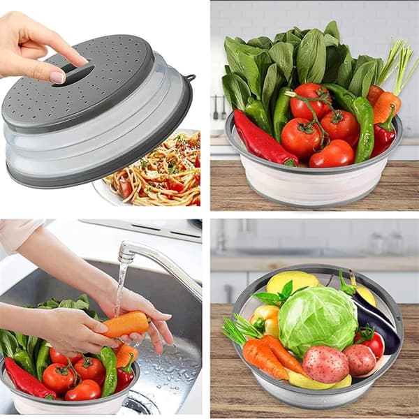 Microwave Safe - Food Warmer - Microwave Safe - Splash Guard - with - Ventilation Opening - Can be Used - as - Vegetable - Fruit Strainer