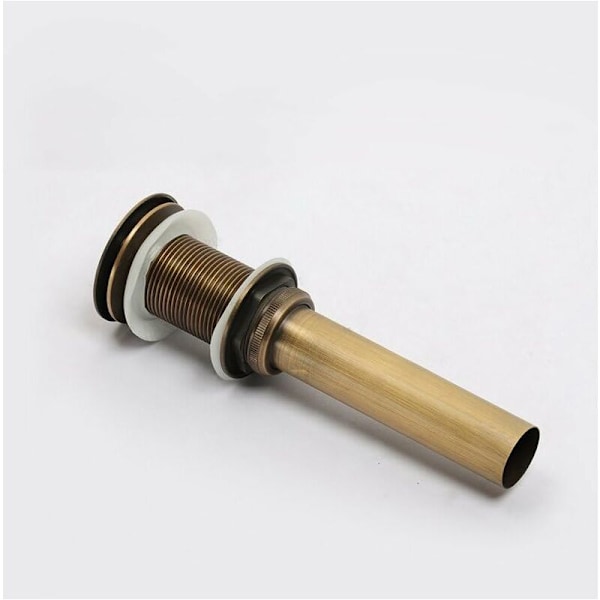 Monobloc push-pull pop-up clicker bunnventil for servantkran uten overløp (antikk messing)