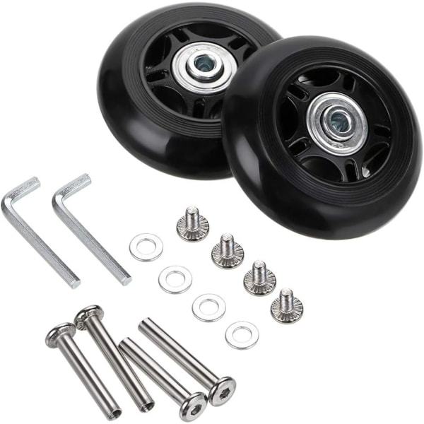IC 80 mm x 24 mm udskiftningshjul til kuffert, gummi svingbare hjul Lager reparationssæt, et sæt på 2
