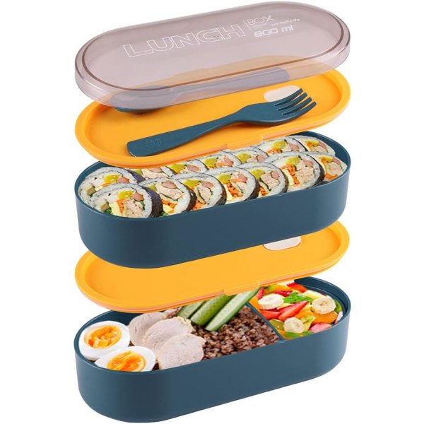 IC Japansk Bento Box Vuxen Lunchbox, Stapelbar 2 Layer Bento Box