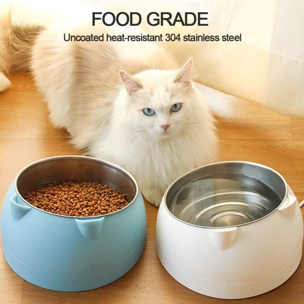 IC 400 ml nordisk blå rostfri kattskål, tippbar hund- och kattskål, halk- och spillbeständig, lämplig för små, medelstora och stora hundar och katter.