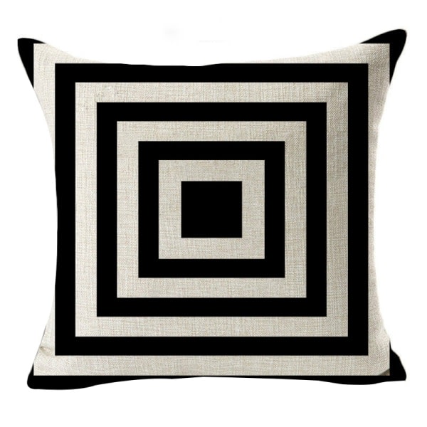 IC Firkantede Pyntepude Betræk Bomuld Linned Sort & Beige Striber Moderne Geometri Print Hjemmepude Betræk 18 X 18 tommer, 4-pak (Stripe -1)
