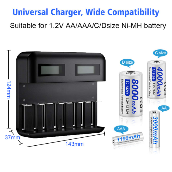 IC Batterilader - Hurtig Batterilader - til AA /AAA /C /D NI-Mh Style 1
