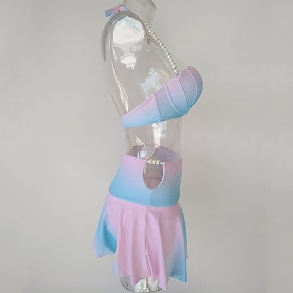IC Mermaid Shell Gradient Color High Waist Kjol Baddräkt Bikinit Badkläder XL