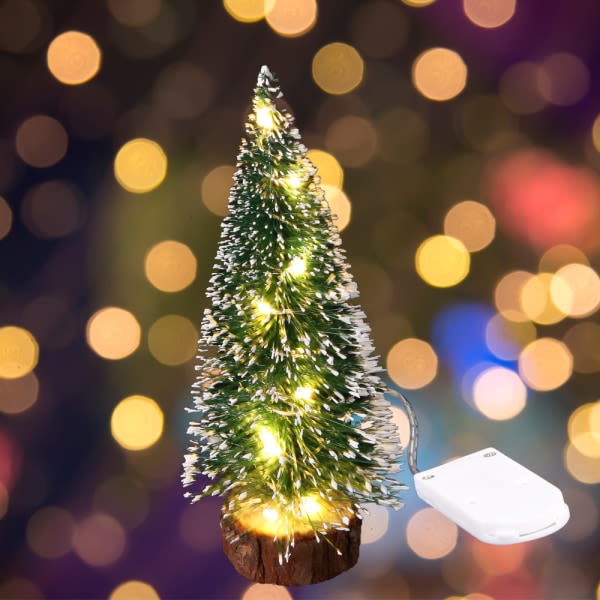 IC LED lyser Små høy julgranar Julklapp Holiday Party Hem Träddekoration (10CM varm lampa)