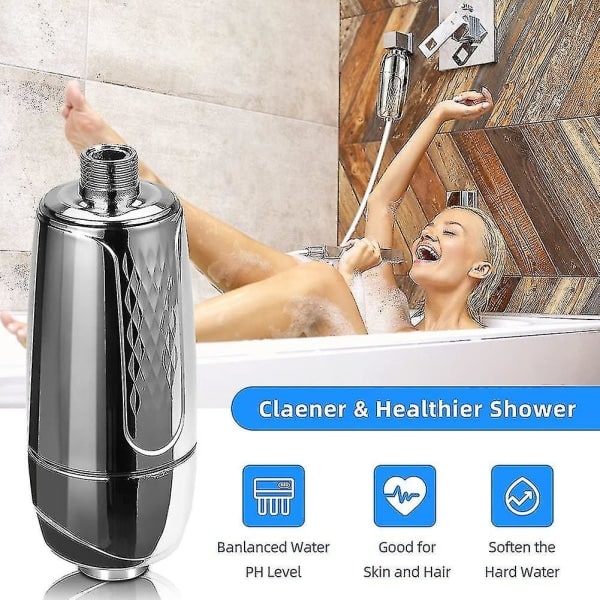 IC Dusjfilter 10-trinns dusjhodefilter med utskiftbare filterpatroner Vannmykner Dusjhode