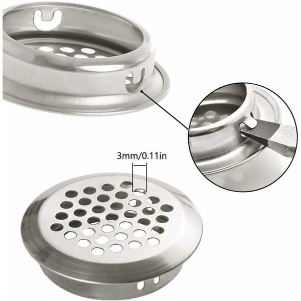 20 stk. ventilationsrist i rustfrit stål, 35 mm rund luftventilationsrist til skab, skoskab, garderobe (sølv)