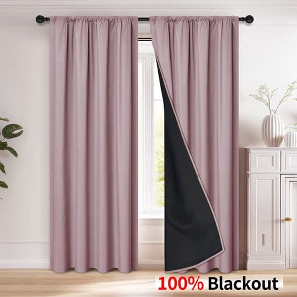 Mörkläggningsgardiner, solskyddande set med 2 paneler för sovrum och vardagsrum, rosa, 132 x 241 cm