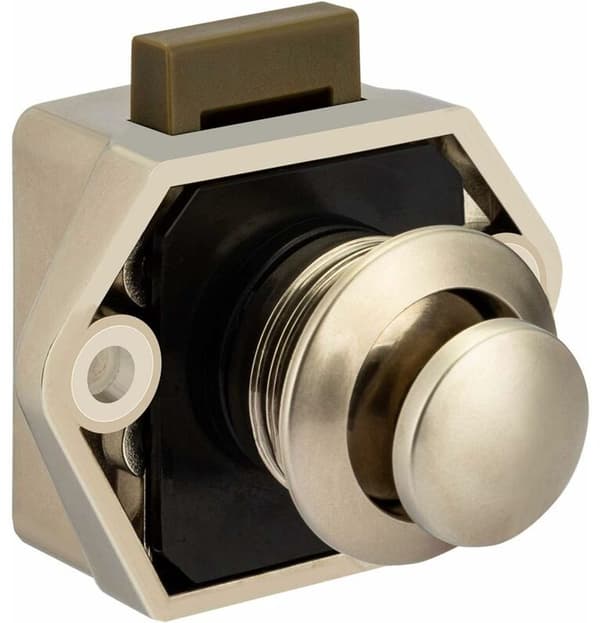 Push Button for Camper Van - Door Closer Lock Button - for RV, Motorcycle, Caravan, 5 Pieces (Nickel)