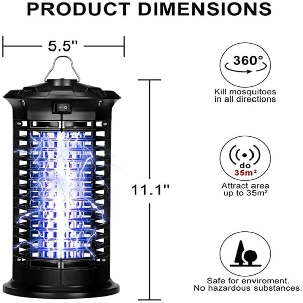 IC Myggdödande lampa, 11W UV Elektrisk Myggdödare Insektsavvisande, effektiv räckvidd 35m², giftfri för inomhus