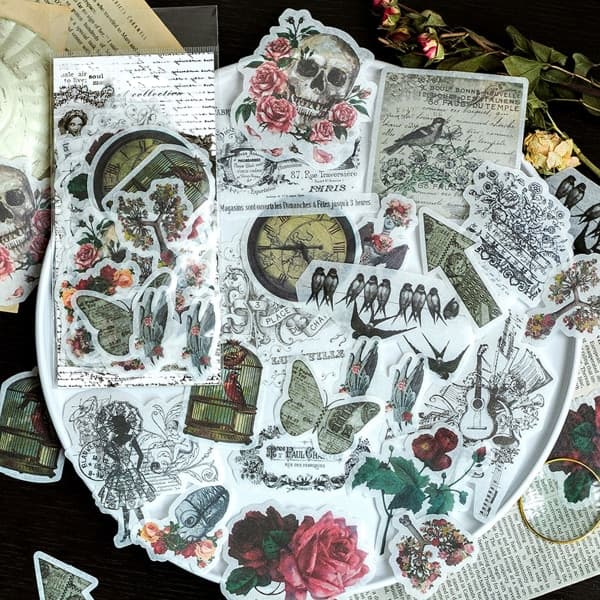 IC Sett med botaniske klistremerker (180 stk) Dekaler for pressede blomster