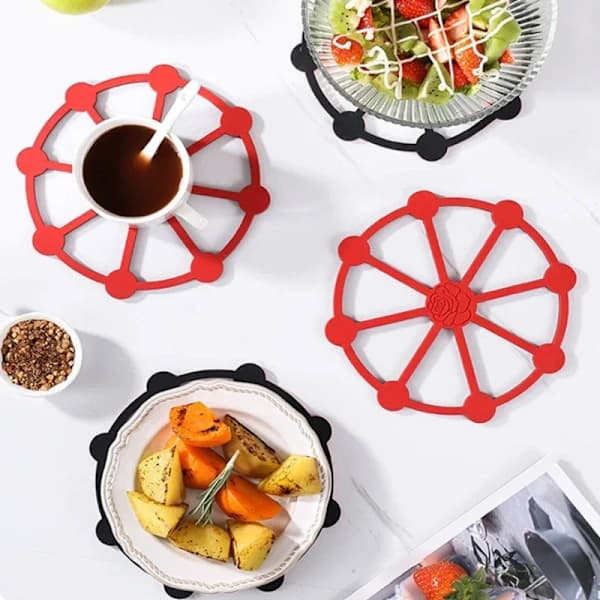 Two-tone Thermal Insulation Pad Non-slip Food Grade Silicone Mat High and Low Temperature Resistant Table Mat Coaster
