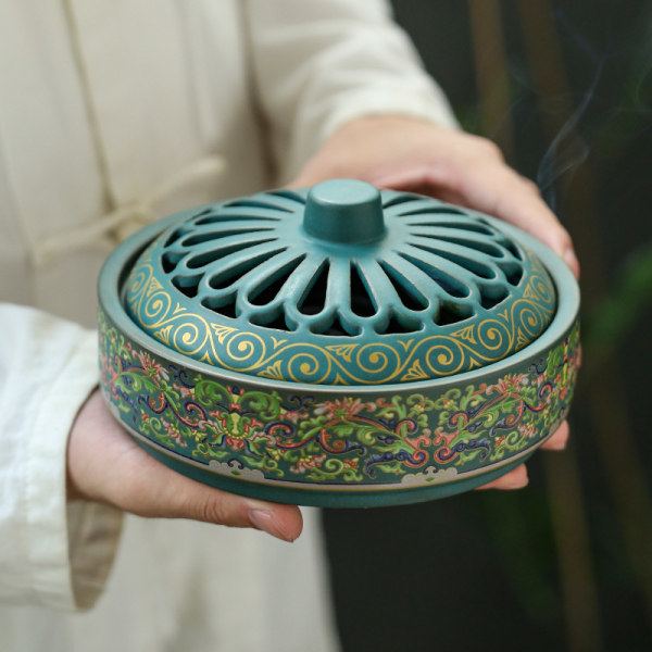 IC Grön aromaterapi keramisk rökelsehållare