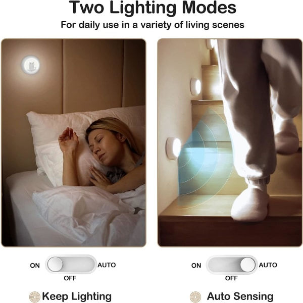 IC Sød Kat Bevægelsessensor Natlampe (sæt med 2), Trådløs Genopladelig LED Natlampe, Overalt Væglamp, Trappelampe