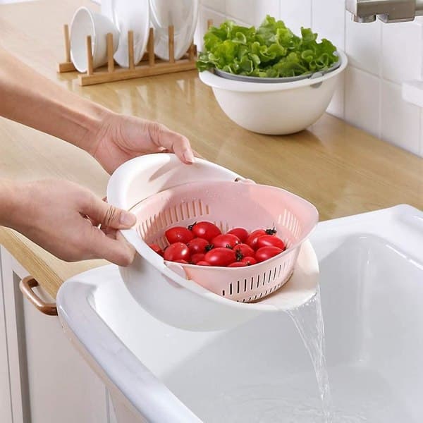 Kjøkken Sil & Durkslag Plast Vaskeskål & Sil, Rosa