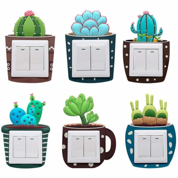 IC Cactus Afbryderklistermærker, 6 styk Tænd/Sluk Afbryderklistermærker
