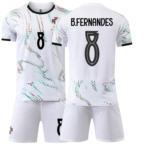 25-26 Portugal udebane hvid fodbolduniform sæt nr. 7 Ronaldo nr. 10 B Silva trøje 8 B Fee 11 Phillips Portugal away number 8 #twenty two