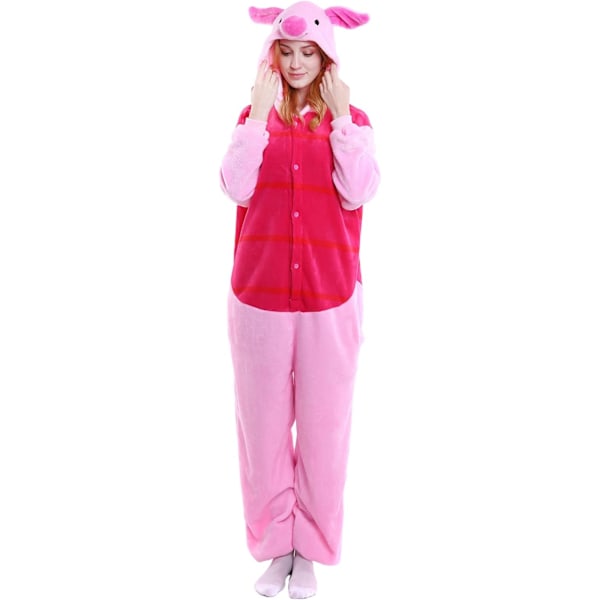 Vuxen Unisex Jumpsuit Kostym Djurkostym Steppdans Kostym Pyjamas Huvtröja Nattkläder Rollspel Cartoon 3D Pyjamas Karneval Jul Halloween Piggy glass M