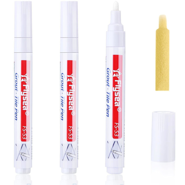 3 st fogpennor för kakelfogar, fogpenna för väggfogar, designad för att återställa kakelfogar i badrum, kök, veranda White White