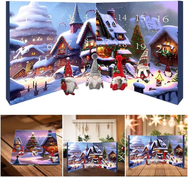 Julkalender 2024, 24-dagars Julkalender med Samlarfigur Tomte, Julplysch Elf Blind Box