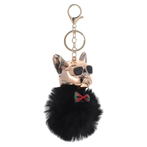 Rolig hund nyckelring plysch boll hängande väska ryggsäck hängande prydnad dekoration IC