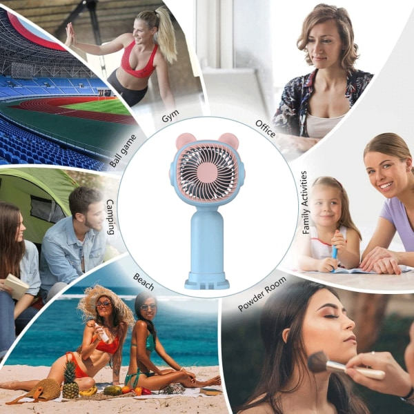 IC Mini håndholdt ventilator med USB opladningsbart batteri, velegnet til blå
