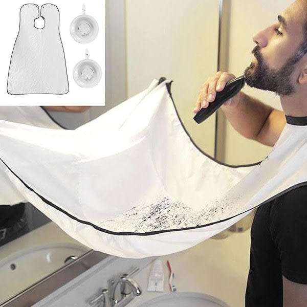 Skäggförkläde för skäggdesign Samlarduk för hår Skäggklipp Rakpresent för män white