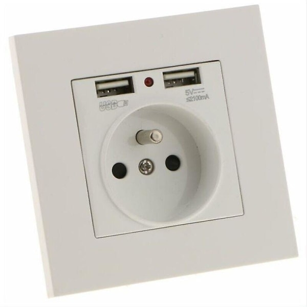 Set med 2 vegguttak, vegguttak med dobbel USB 5v/2100ma, innfelt uttak med 2 USB-porter Bekvemt og praktisk