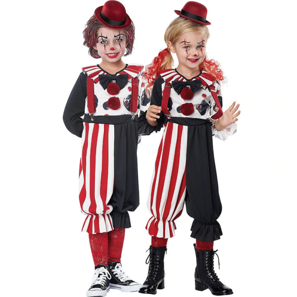 Läskig clowndräkt för barn Deluxe set Halloween Dress Up Party Cosplay M